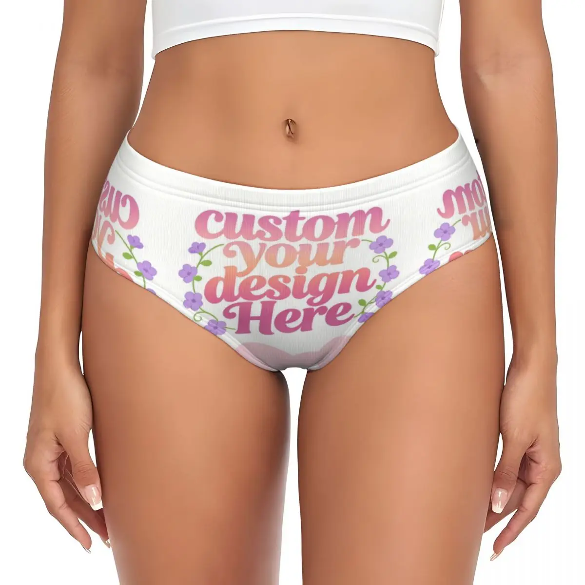 

Custom Your Photo Logo Text Brief Panties Women Breathable Personalized Image Underwear