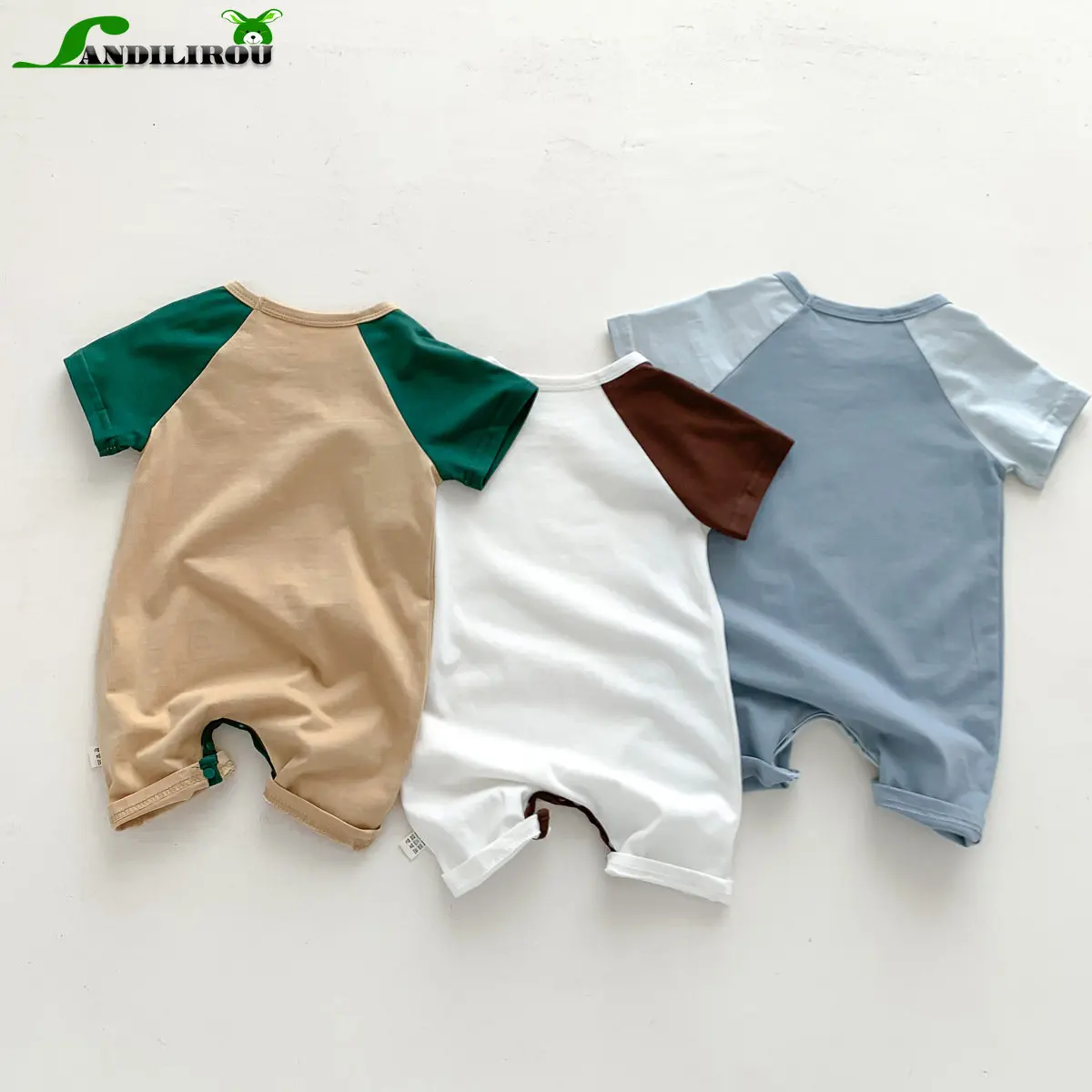 

New In Summer Kids Baby Boys Short Sleeve Patchwork Cotton Jumpsuits Toddler Casual Outwear Infant Newborn Romper 유아복