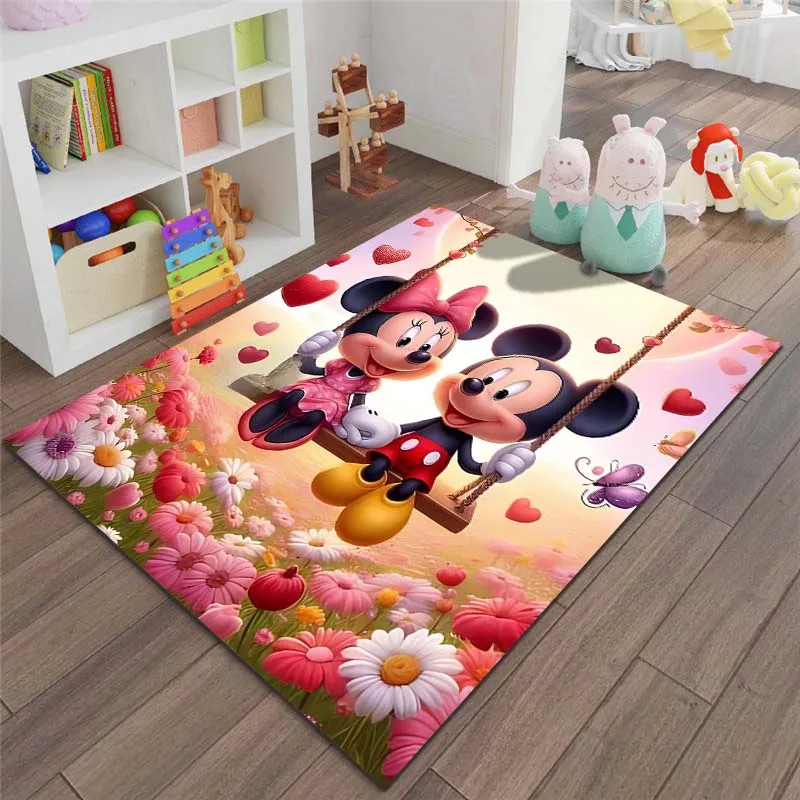 Tapete impresso Disney Mickey Mouse, Tapete antiderrapante, Tapete de desenhos animados para casa, Sala de estar, Quarto, Área para criança, Decoração de casa