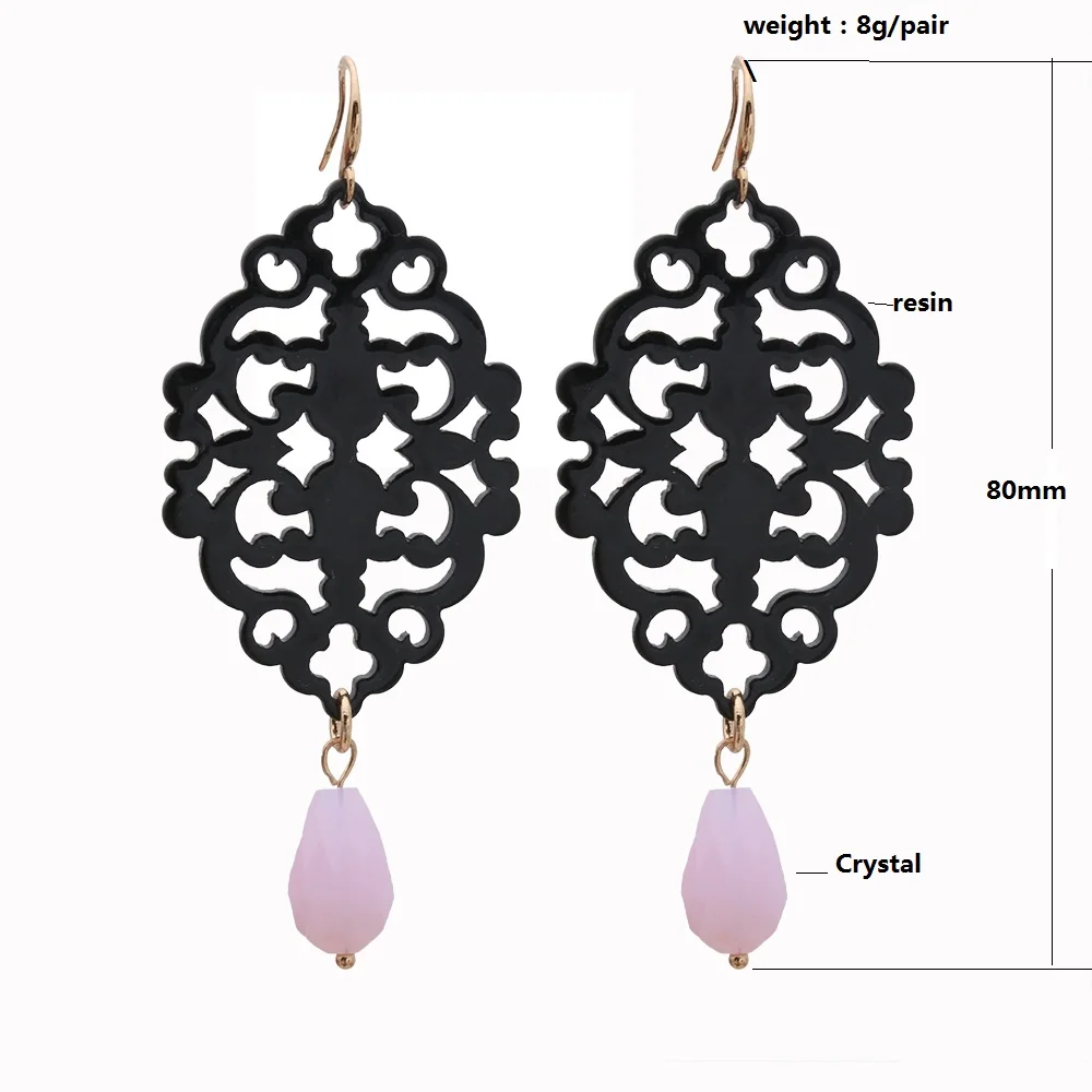 Trendy New Drop Contrast Ccolor Earrings  For Woman Resin Acrylic Hollow Out Charm Dangle Crystal Large Easter Brinco Jewelry