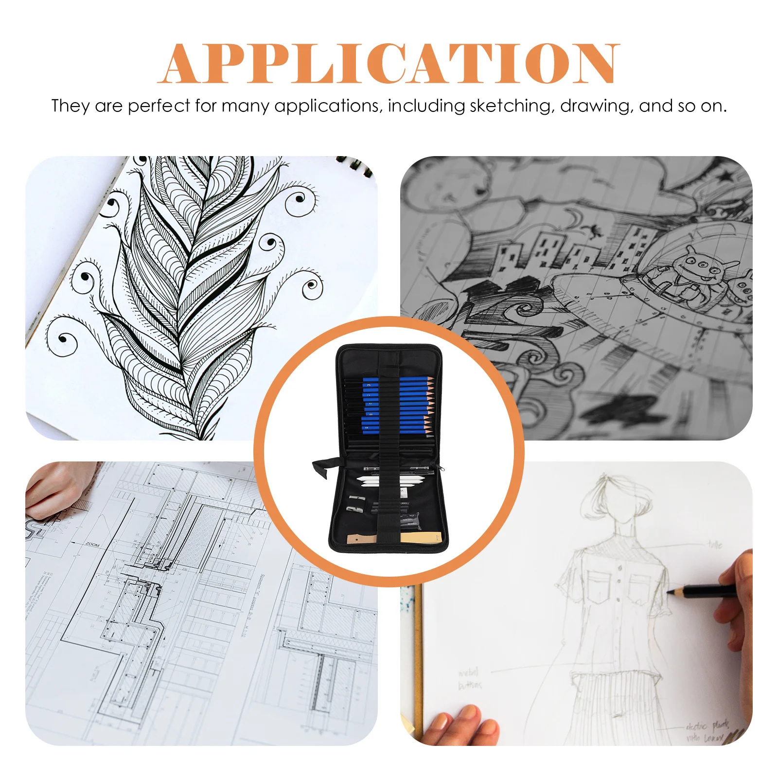 

1Set Drawing Professional Sketching Pencils Complete Classrooms Daily Use Strong Tips Longer Life