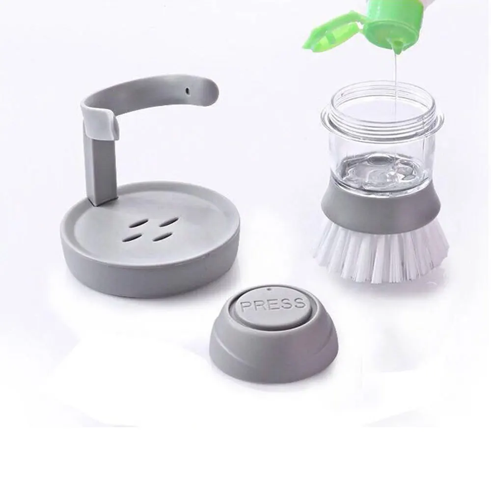 Automatic Liquid-Adding Pot Washing Brush Easy Cleaning for Stove and Kitchen Appliances Soap Dispensing Palm Scrubbing Brush