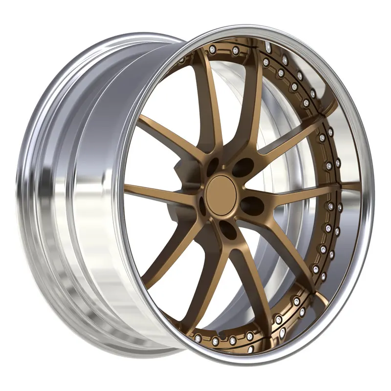 Aluminum Alloy Racing Car Wheels 20 21 22 24 26 Inch Custom Brushed Brown Forged 2 Piece Rims 5x112 Passenger Car Wheels