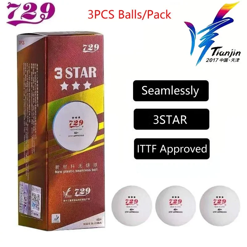 729 Friendship 3Stars Seamless Table Tennis Ball 40+ New Material Ping Pong Balls for National Games Competition ITTF Approved