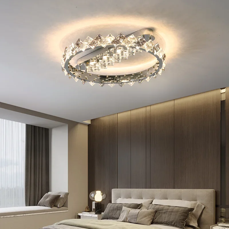 Imagem -02 - Luxo Cristal Led Luz de Teto Lâmpadas de Teto Quentes Design Moderno Living Mestre Quarto Romântico Novidades Ring Lustres