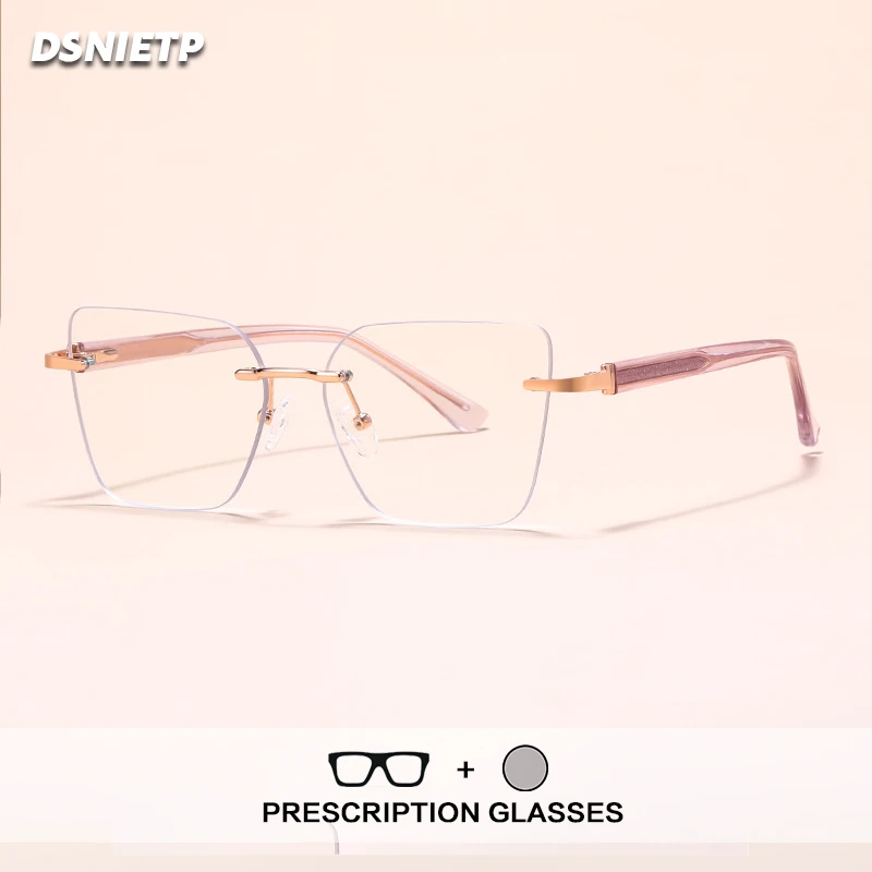 Lunettes de lecture sans cadre pour femmes, œil de chat, photochromiques, Anti-lumière bleue, sur Prescription, progressives sans bords