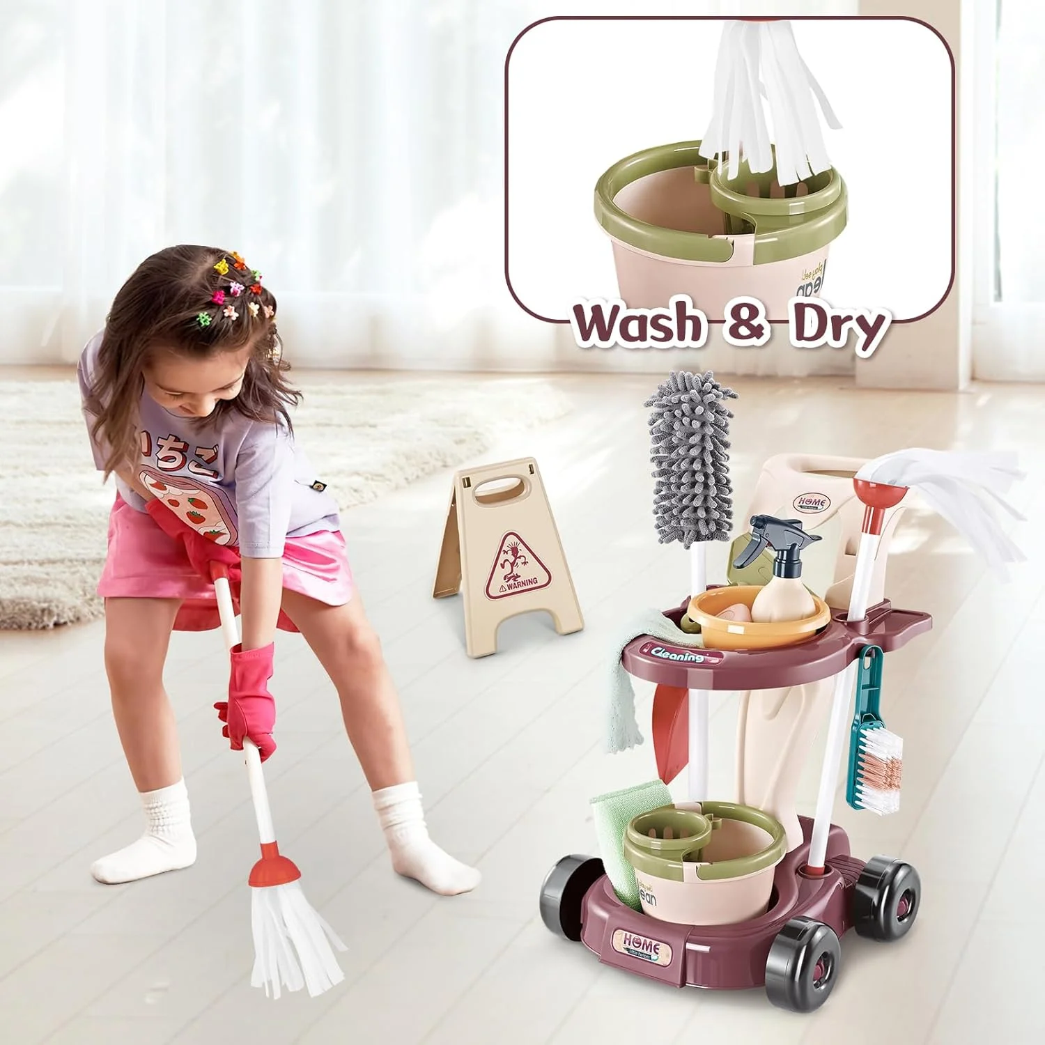 Ensemble de jouets de nettoyage pour enfants en bas âge, outil de nettoyage de maison pour enfants, apprentissage Montessori, jeu de simulation, jouet de nettoyage de maison, cadeau