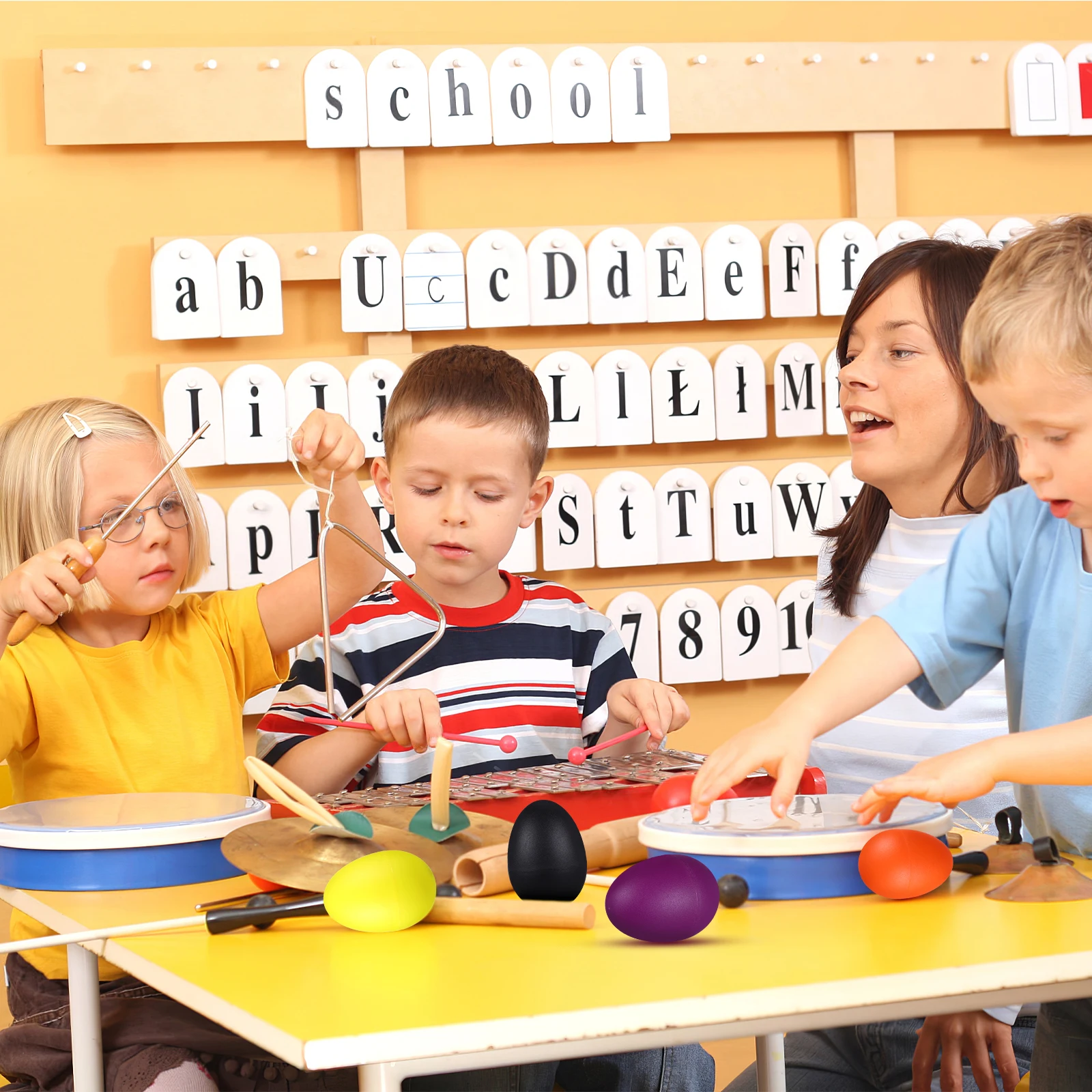 20 Uds bolas de arena de plástico instrumentos musicales juguetes bebé Maracas sonajeros de percusión de mano niños huevos preescolares niño