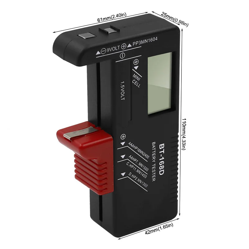 Testeur de batterie numérique, écran LCD C D N AA AAA 9V 1.5V, pile bouton, capacité de la batterie, détecteur de contrôle BT-168D BT-168, 1 pièce