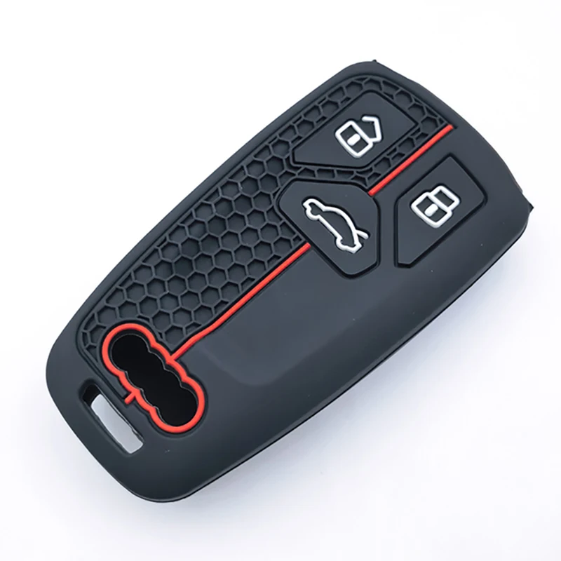 3 Tasten Silikon Auto Schlüssel Fall Abdeckung Schützen Shell Fob für Audi Q5 Q7 TT A4 B9 A5 A6 8S 8W 4M S4 S5 S7 TTS TFSI RS Zubehör