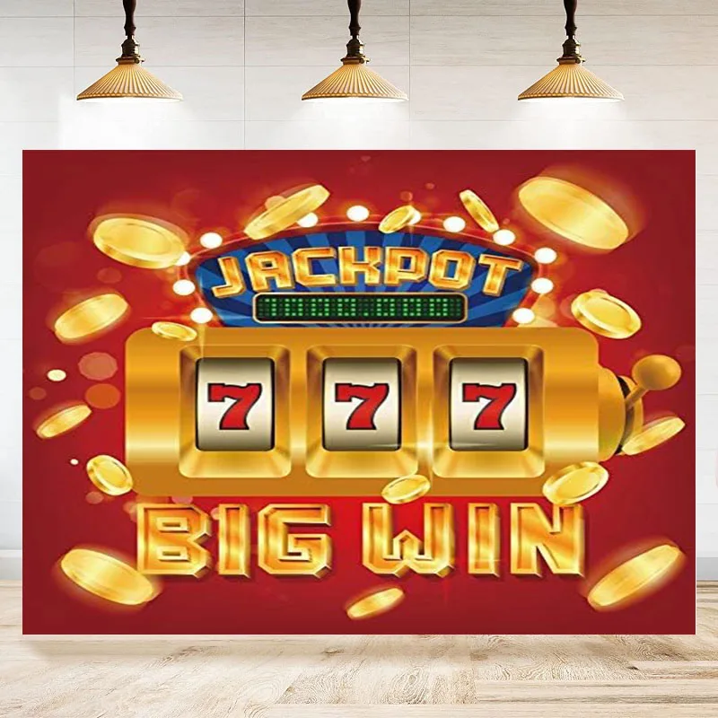 

Photography Backdrop Slot Machine Jackpot 777 Chips Casino Gambling Big Win Background For Las Vegas Winner Banner