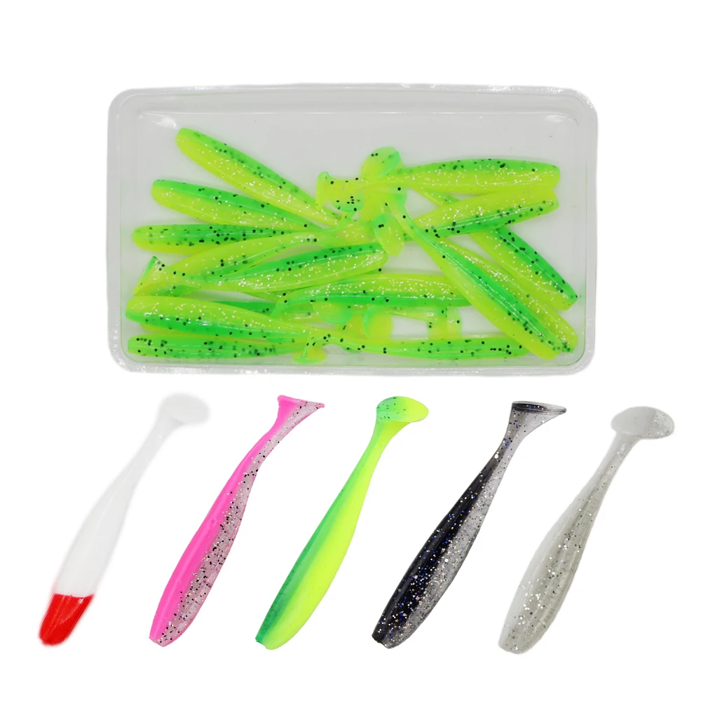

16PCS Fishing Soft Lure 6.5cm/2g Plastic T Tail Bait Artificial Worm Swimbait for Bass Trout Walleye Fishing Accessory