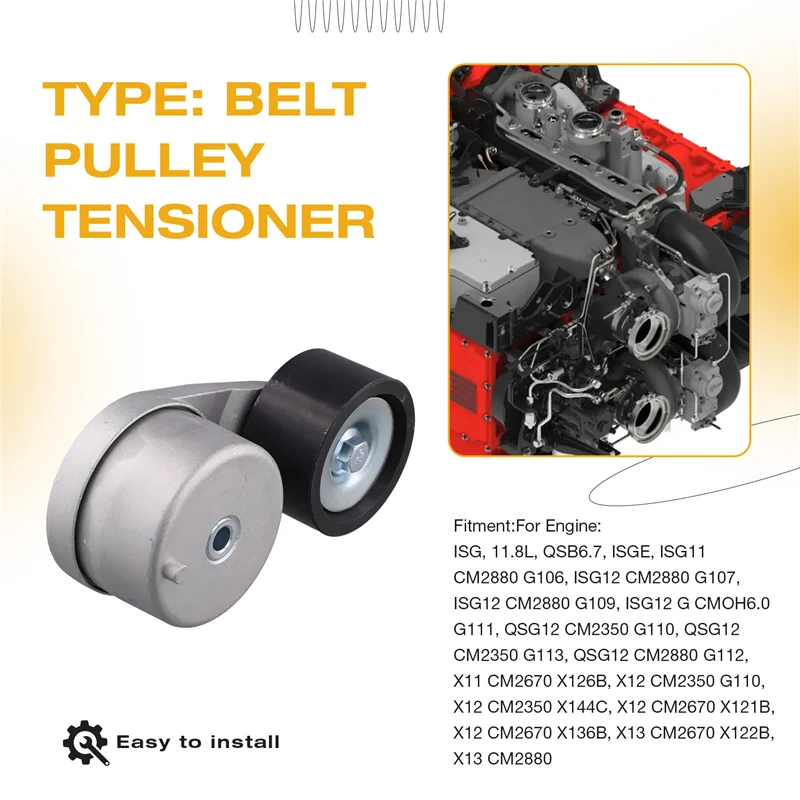 

Well-For Cummins Engine 3695924 Truck Engine Belt Pulley Tensioner- QSG12 X12 QSB6.7 ISGE X13 3694434 Compatible Models