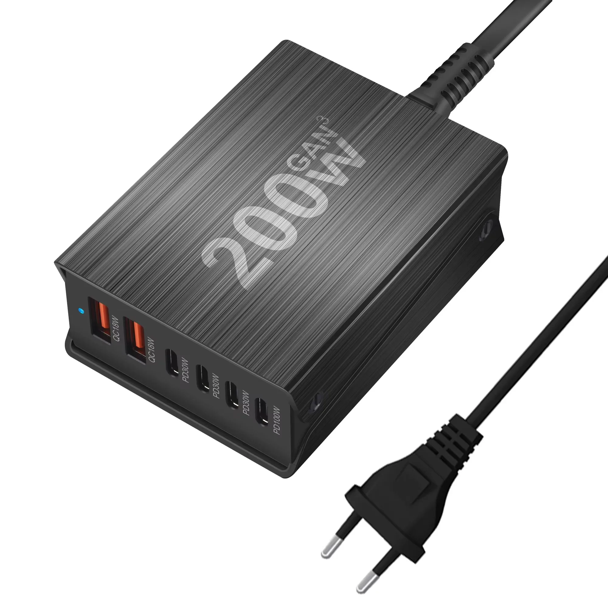 

Быстрое зарядное устройство USB Type-C, 200 Вт, 6-портовая технология GAN 4C2A, компактное зарядное устройство GaN, адаптер питания для быстрой зарядки телефона