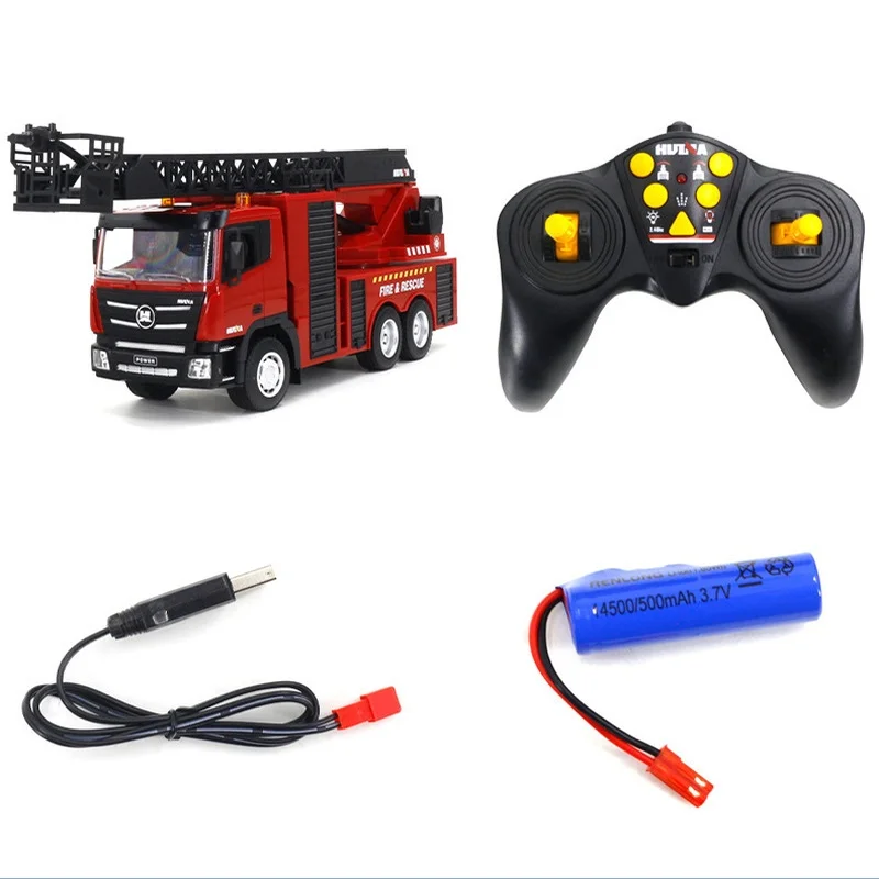 Huina New Product 1361 Remote Control Electric Fire Truck Engineering Vehicle Model 1:18 Nine Channel Half Alloy Toy Gift Gifts