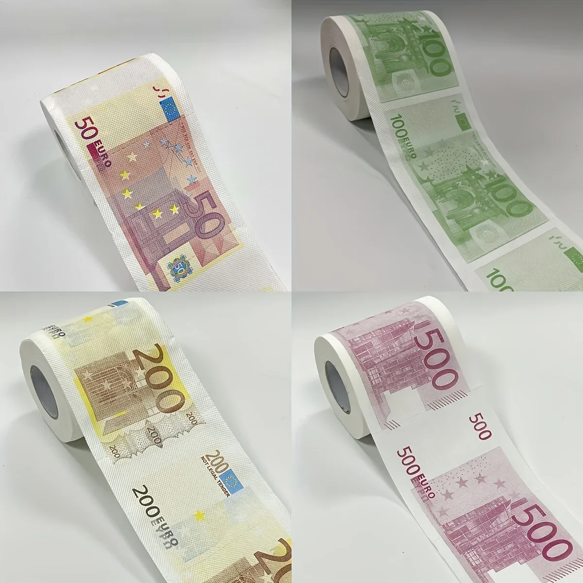 Papel higiénico novedoso con estampado de monedas europeas, tejido de baño divertido y creativo, rollo de pulpa de madera de alta calidad, 1 ud.