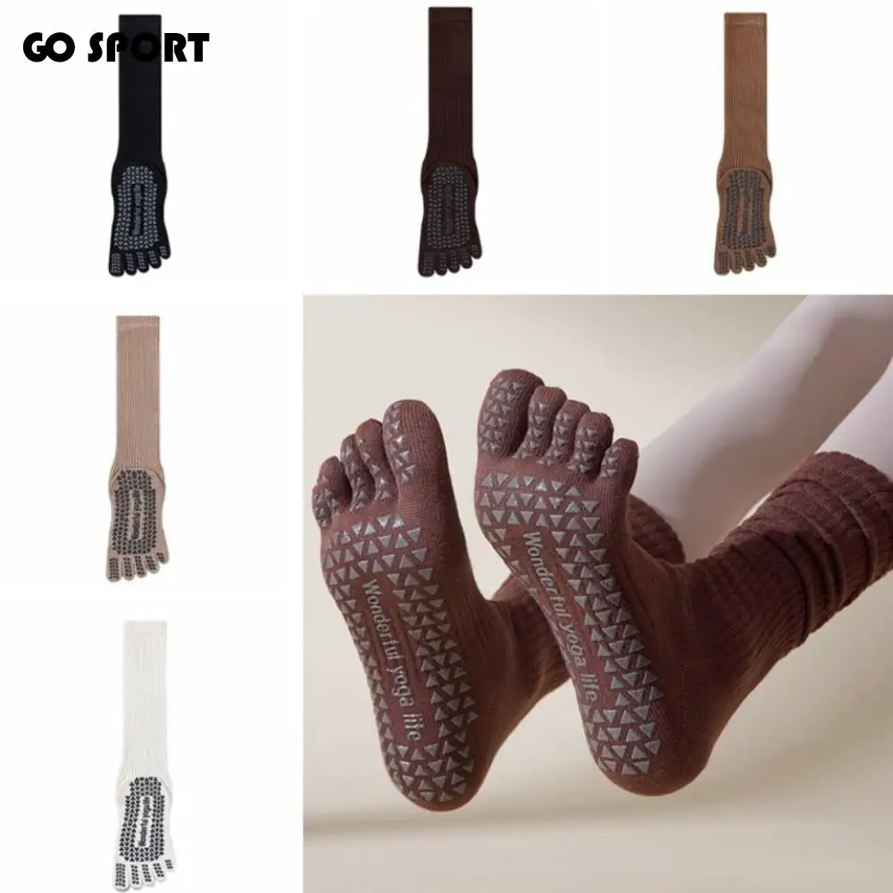 cinco-dedos-esportes-meias-de-silicone-antiderrapante-longo-tubo-feminino-meias-de-yoga-cor-solida-respiravel-esporte-pilates-meias-pilates