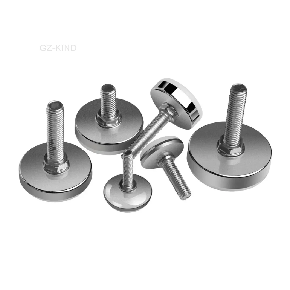 Leveling Foot Base, M6, M8, M10, Screw Height Adjustable, Dia 30mm, 35mm, 43mm, 50mm, 2 Pcs, 4 Pcs, 8 Pcs