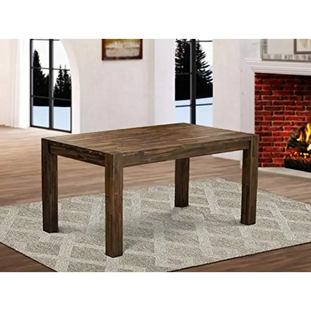 Rectangular Rustic Farmhouse Dining Table 36x60 Inch Jacobean Wood Kitchen Table