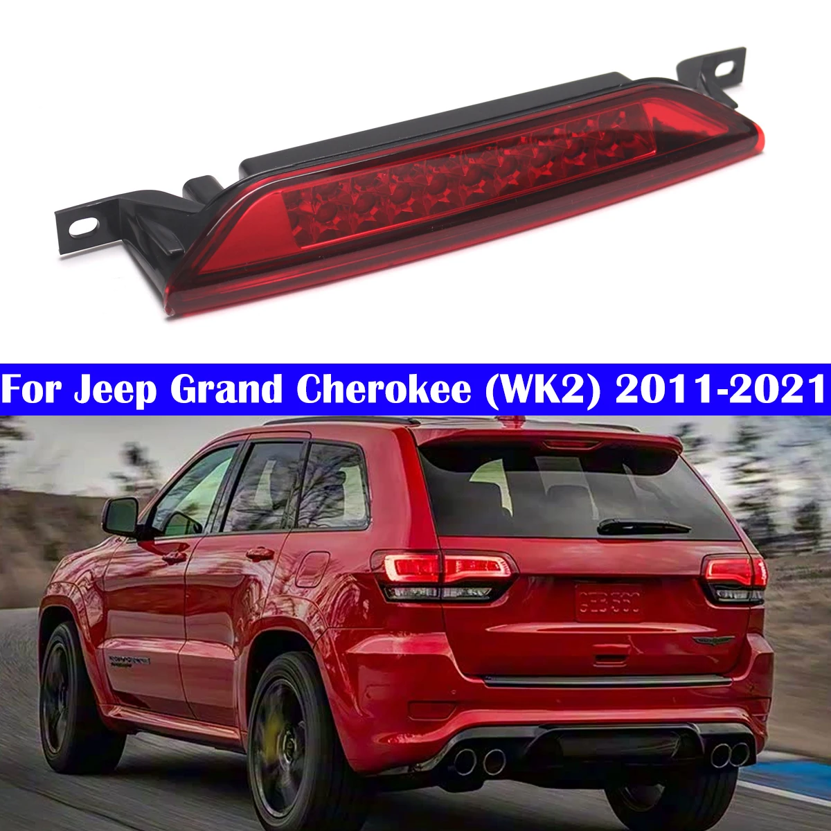 

Car Red High Mount 3rd Rear Tail Brake Light Lamp for Jeep Compass 07-16 Grand Cherokee 11-21 Dodge Caliber 07-12 Durango11-20