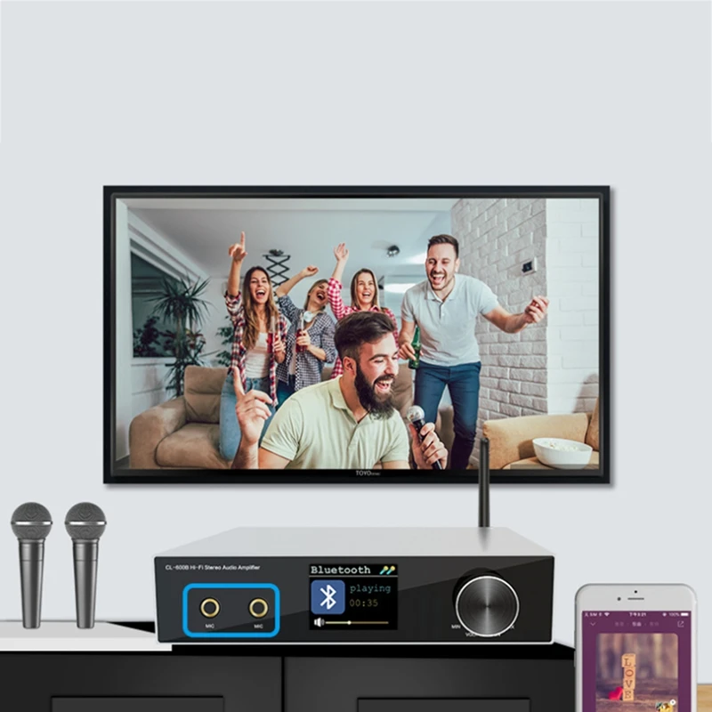 B68C Audio Amplifier Amplifier Decoding LCD Screen Display Professional Karaoke Amplifier US Plug