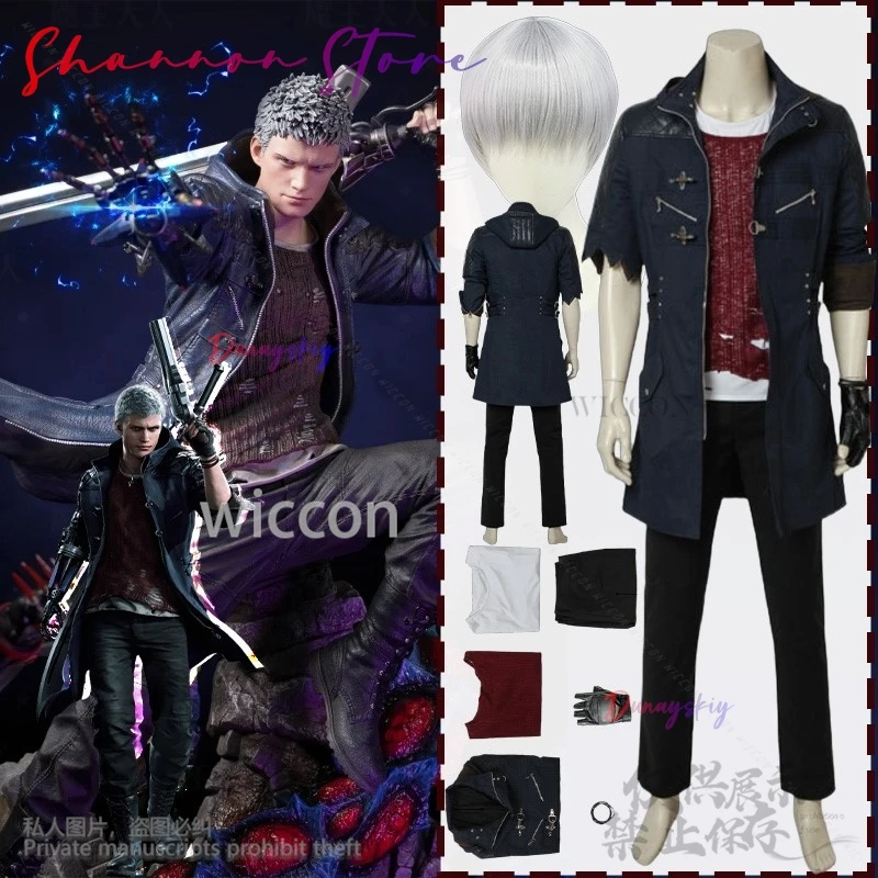 

Anime Game DMC Cosplay Nero Costume Desert Punk Coat Battle Uniform Red Shirt Pants Y2K Suit Demon Halloween Christmas Party Cos