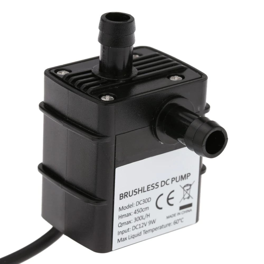 Decdeal Ultra-leise Mini DC12V 9W Mikro-Bürstenlose Wasser- und Ölpumpe, wasserdicht, tauchfähig, für Brunnen, Aquarium, Zirkulation, 300L/H, langlebig