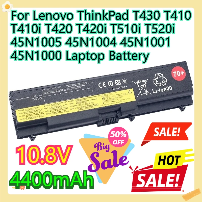 For Lenovo ThinkPad T430 T410 T410i T420 T420i T510i T520i 45N1005 45N1004 45N1001 45N1000 4400mAh Laptop Battery
