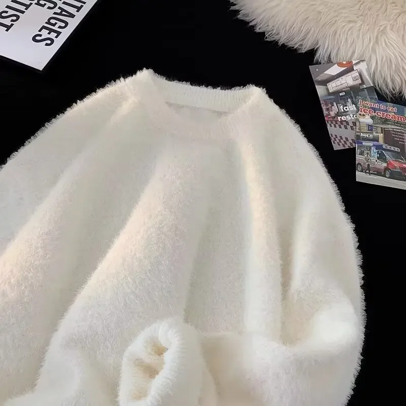 لينة الكشمير الرجال محبوك سترة الخريف الشتاء كسول نمط ملابس داخلية قاعدة طبقة المنك المخملية زوجين ملابس خارجية معطف