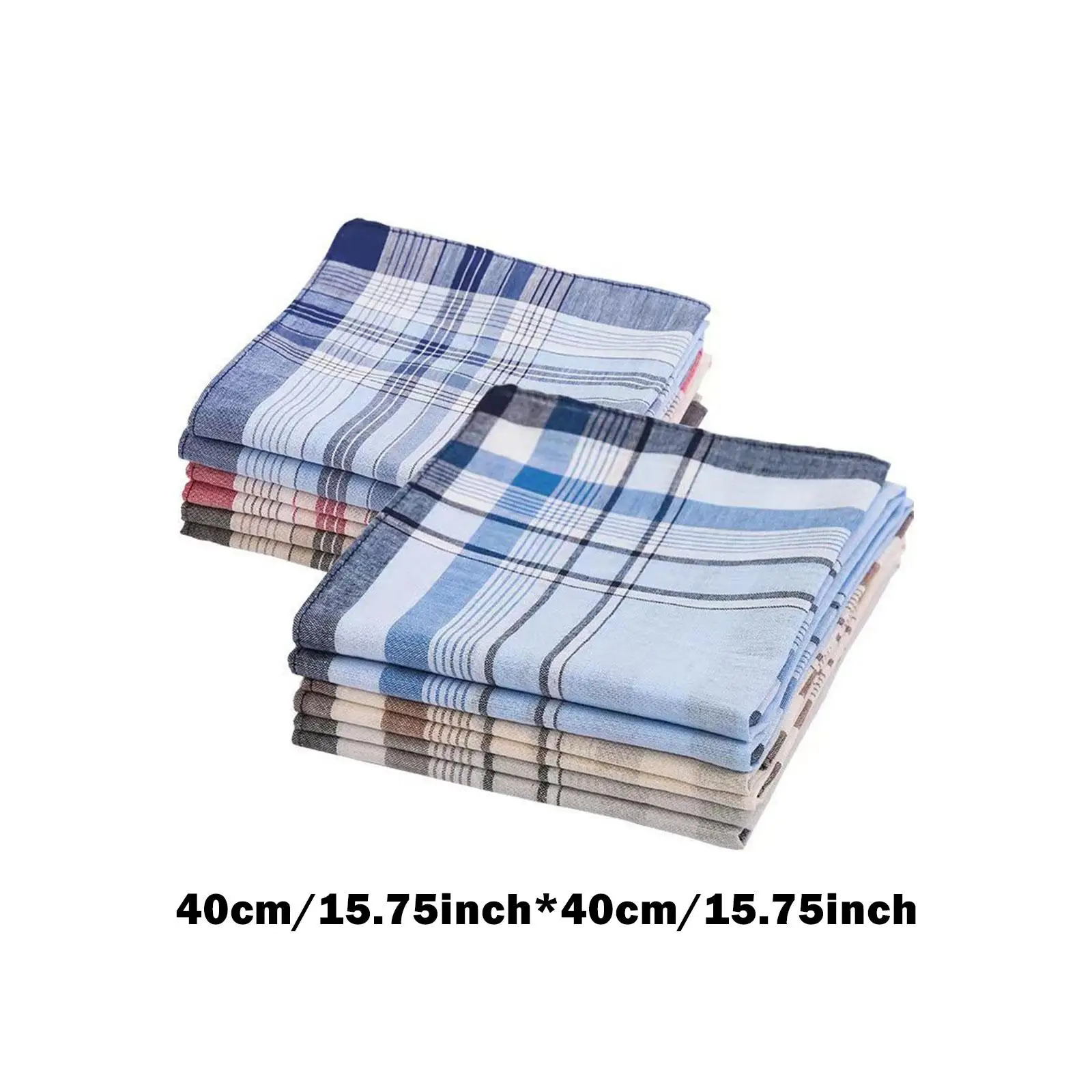 12x Cotton Men's Handkerchiefs 40x40cm Multifunction Assorted Color for Business