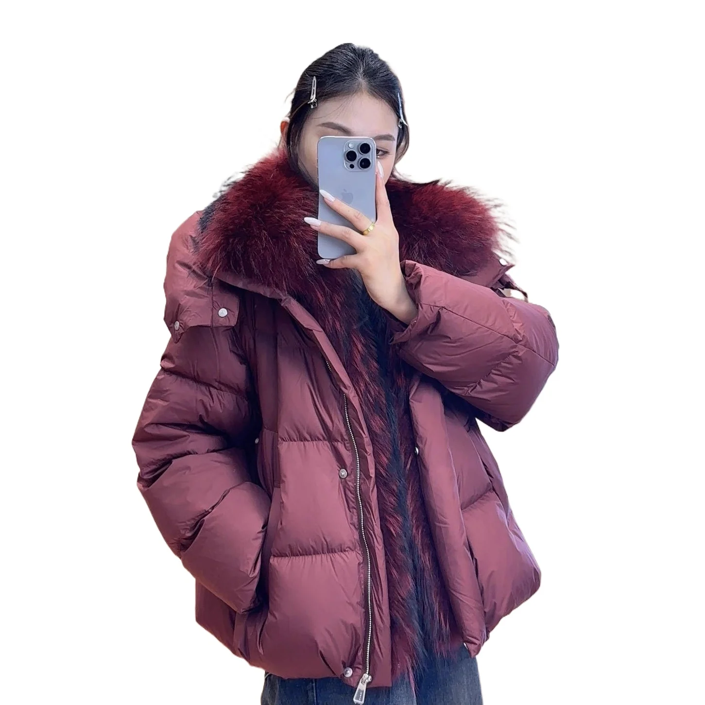 

European Station Fashion Big Fur Collar Goose Down Jacket Women's Loose Thickened Warm 2025 Winter New Versatile Jacket