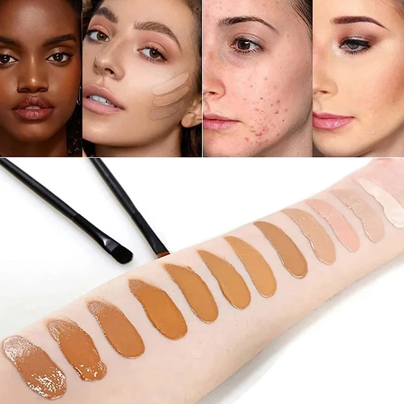 Paleta de correctores de 12 colores de beige claro a marrón oscuro, no oxidante, iluminador, contorno, piel facial, cubre manchas oscuras