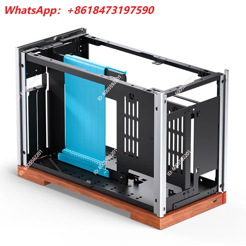 JONSBO T9 ITX Aluminum Pcie5.0 Computer Case Black Walnut Solid Wood Lightweight A4 Left And Right Divided Compartment Structure