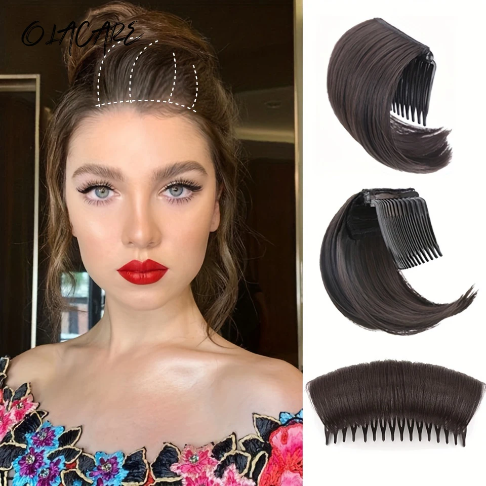 

OLA Synthetic Hair Invisible Bangs Pad High Straight Hair Up Comb False Hair Accessories Natural Hair Extension For Women Wig