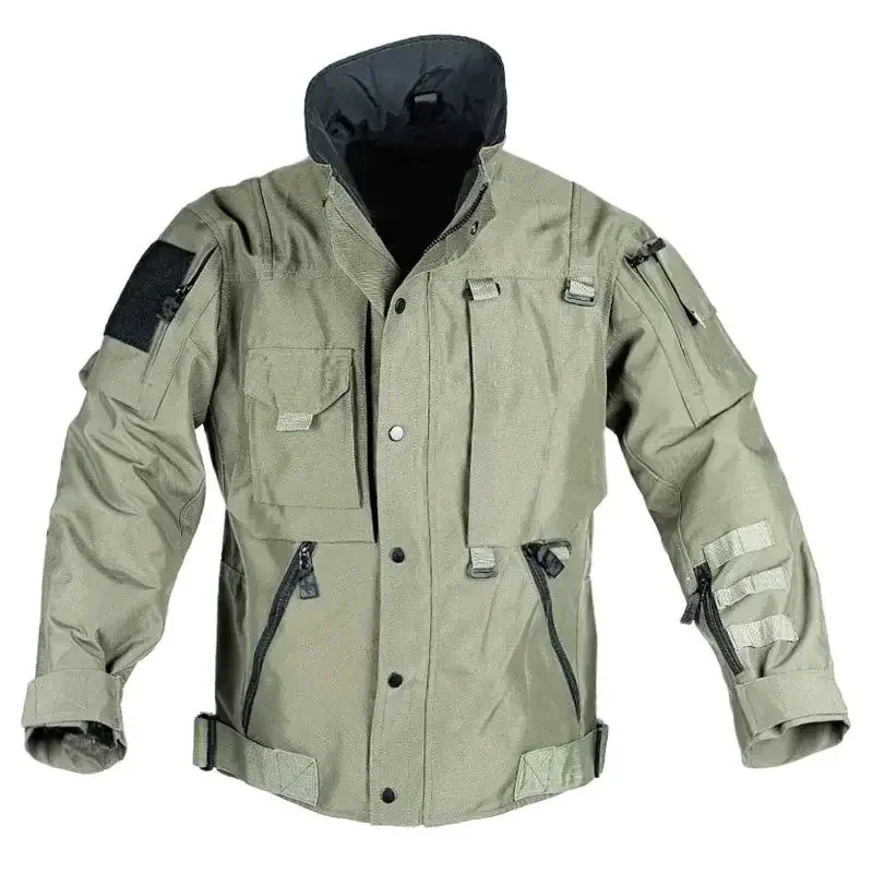 Mens Military Tactical Jacket Nylon Waterproof Wear-resistant Multi-pocket Bomber Jackets Spring Outdoor Hiking Windproof Coat