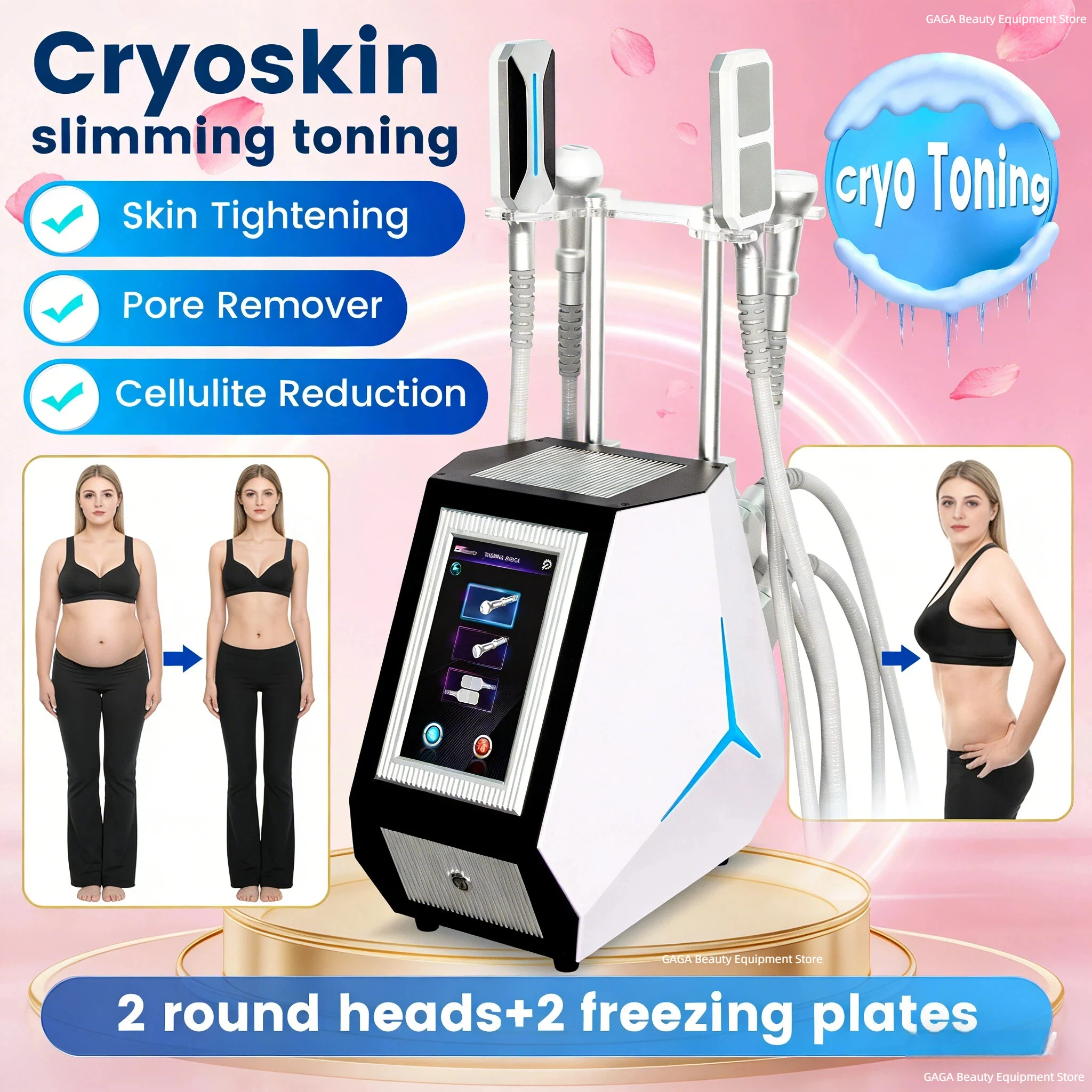 Beauty Frozen Fat Dissolving Weight Loss 4 Handles Of Cryo EMS Rf Cryolipolysis Shaping Machine