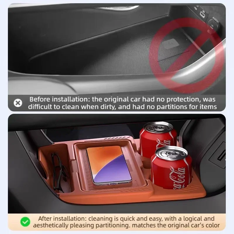 Car Center Console Lower Silicone Storage Box Partitioned Storage with Lid Privacy Box Organizer For HAVAL Dargo / H7 2020-2024 detail image 2