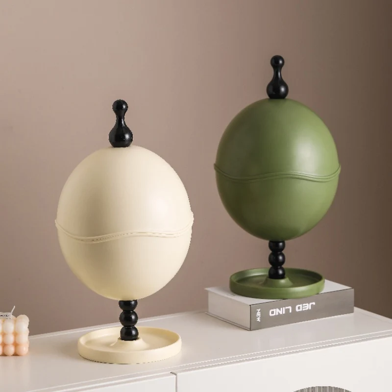 Egg Shaped Art Storage Ornament Trash Cans Desktop Coffee Capsules Snacks Miscellaneous Storage Box Decoration Soft Decoration