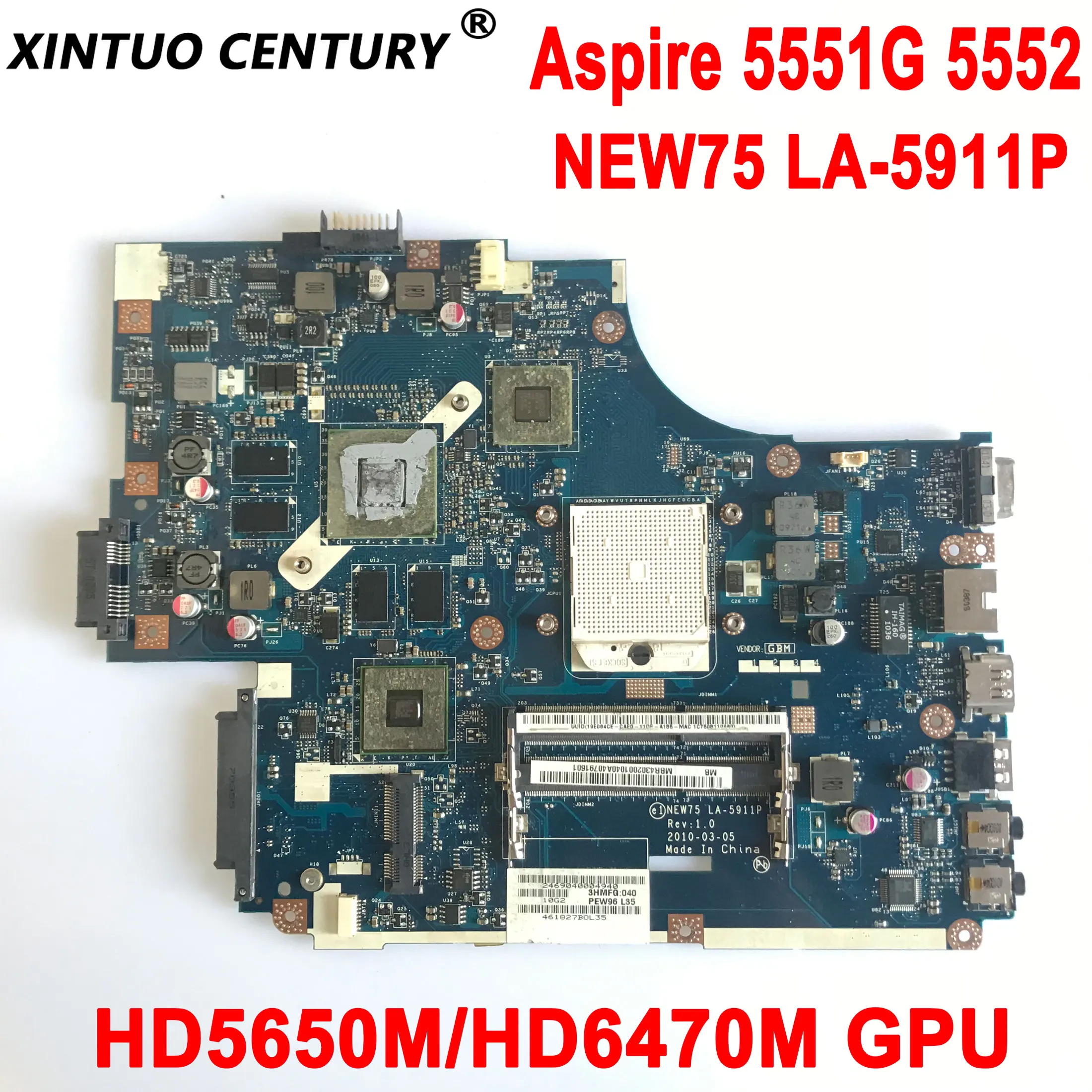 

MBNA802001 for Acer aspire 5551G 5552 5552G laptop motherboard NEW75 LA-5911P MB.WVE02.001 DDR3 HD5650M HD6470M GPU 100% tested