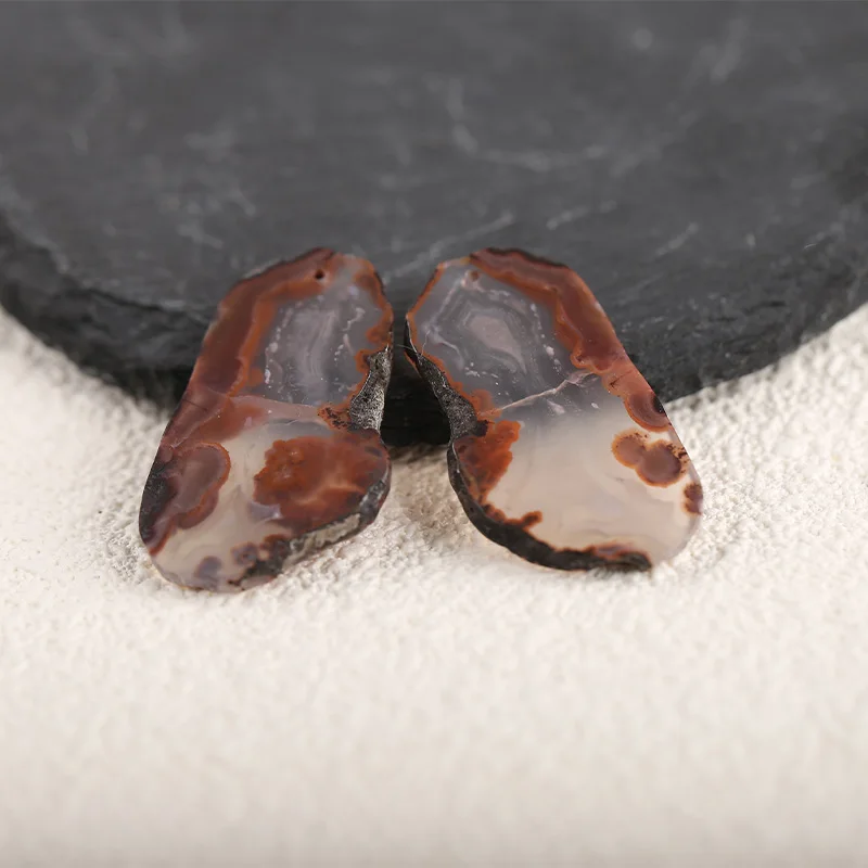 

Natural Gemstone Agate Nugget Earrings - DIY Handmade Jewelry 35×19×2mm, 8.9g