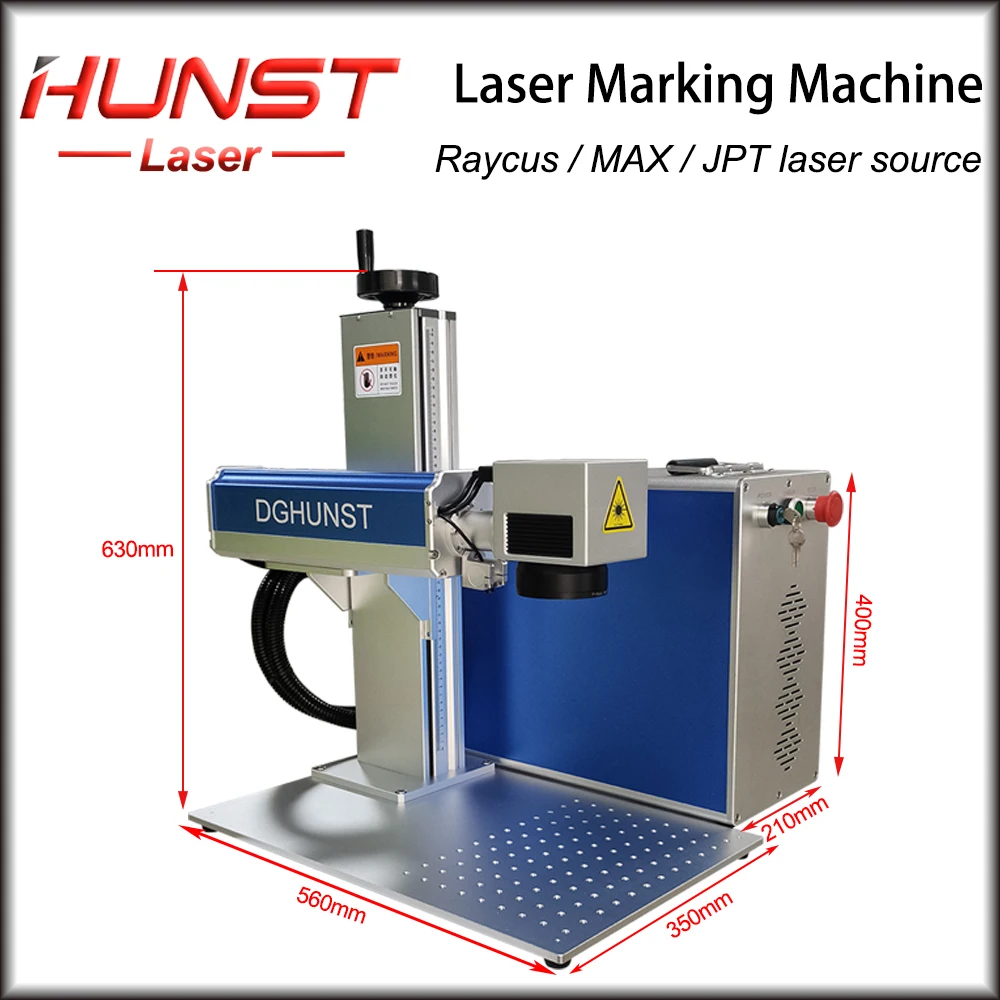 Hunst 60W 50W 30W 20W Fiber Laser Marking Machine Raycus MAX JPT 70mm ~300mm Working Area for DIY Marking Metal Stainless Steel