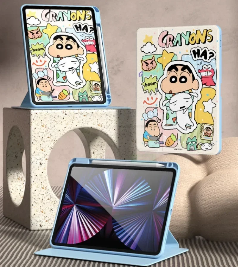 MINISO تلوين شين تشان لباد حافظة فوندا آي باد 9/10/11 A16 11in حافظة واقية Air3 4 5 10.9in M2 M3 Pro4 5 6 M4 غطاء لوحي #4