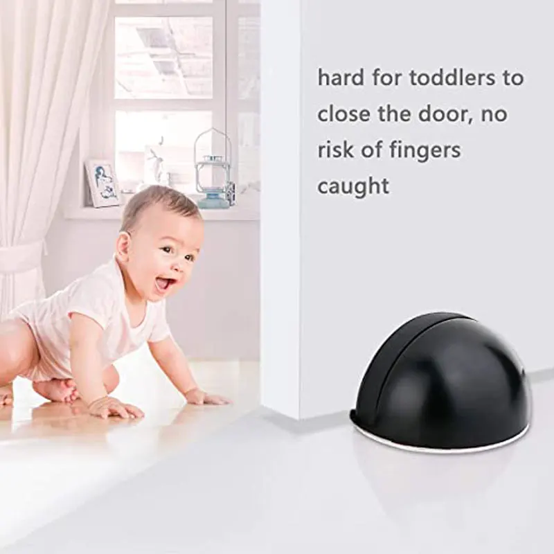 1~5PCS Stainless Steel Magnetic Door Stopper Punch-free Door Touch Magnetic Suction Rubber Semi-circle Anti-collision Door Stops