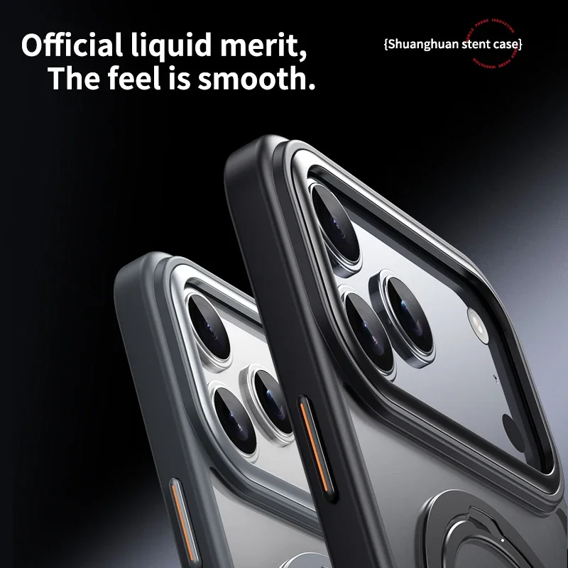 2026 جديد مزدوج المغناطيسي حلقة قوس الحال بالنسبة آيفون 17 برو ماكس الهواء 16 15 14 زائد 13 غطاء غير لامع 360 دوران حامل ل Magsafe #5