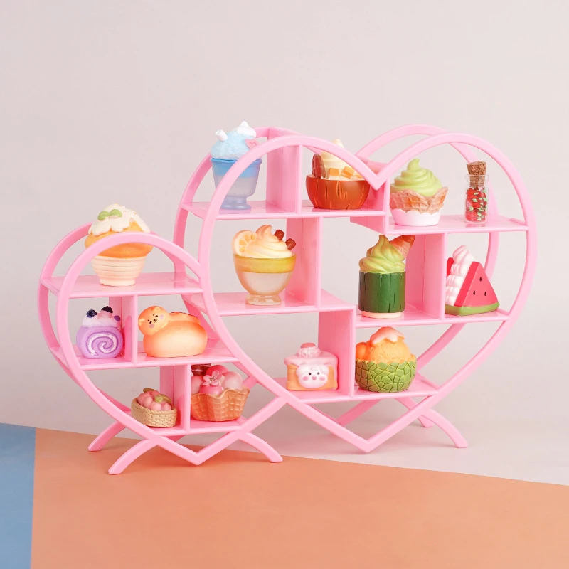 1Pcs Dollhouse Mini Antique Love Shelf Ornament Dollhouse Storage Rack Model Toy Scene Decoration DIY Accessory Furniture Toy