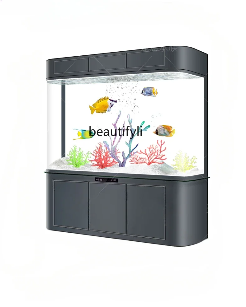 

Hallway Bottom Filter Fish Tank Hot Bending Integrated Molding Living Room Home Wall Intelligent Large Aquarium