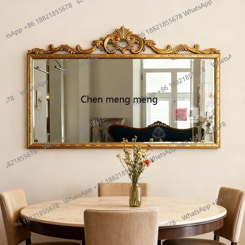 

French washstand mirror American toilet wall hanging bathroom mirror retro fireplace decorative mirror