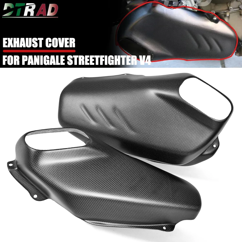 For DUCATI Panigale V4 V4S V4R Streetfighter V4/S Carbon Fiber Exhaust Hood Cover Heat Shield Protection Motorcycle Accessories