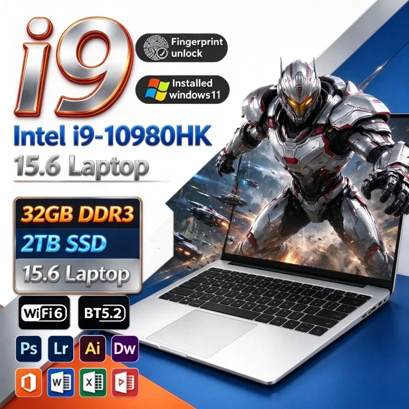 New Hot 2026 15.6" Sleek 120Hz IPS Laptop Intel I9-10980HK 16/32GB RAM 2TB SSD Win11 Portable Daily Work PC
