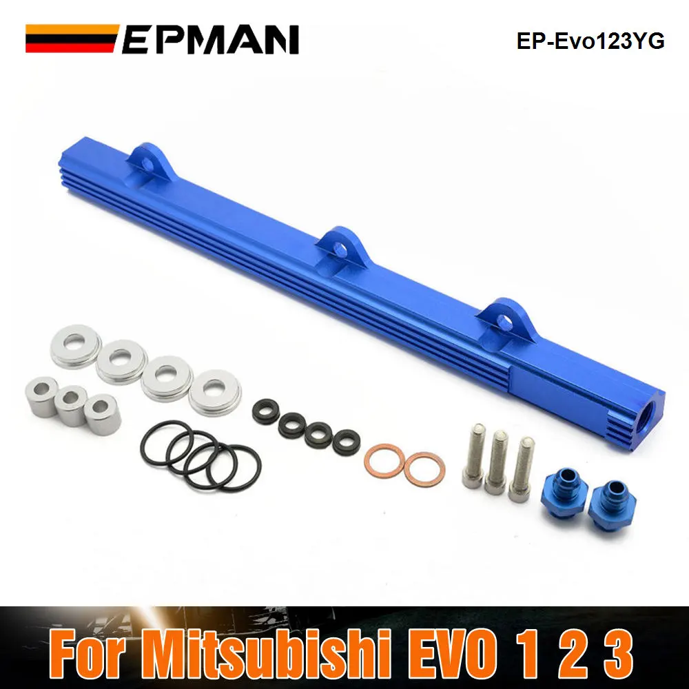 EPMAN Aluminium Billet Top Feed Injector Fuel Rail Turbo Kit Blue High Quality For Mitsubishi EVO123 EP-Evo123YG